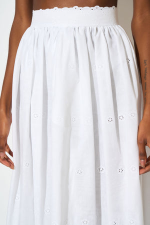 Long embroidered cotton skirt