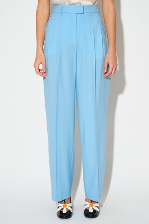 Pantalon ample en laine tropicale d'Italie face - Bleu