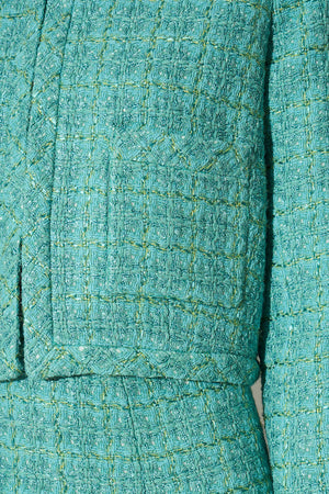 Veste courte à la coupe droite en tweed lurex détail bis - Vert