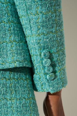 Veste cintrée en tweed lurex détails - Vert