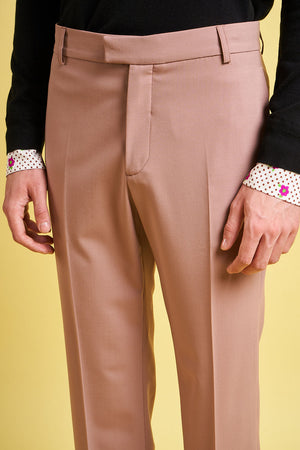 Pantalon coupe droite à plis marqués détail - Rose