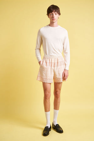 Cotton muslin shorts with English embroidery