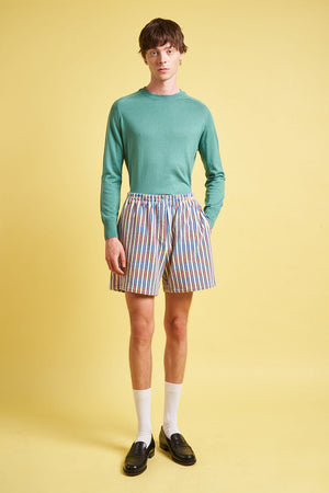 Jacquard-striped terrycloth shorts