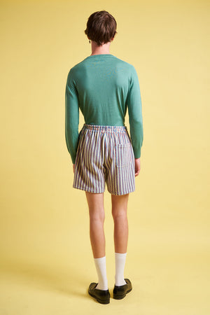 Jacquard-striped terrycloth shorts