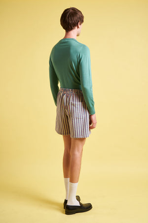 Jacquard-striped terrycloth shorts