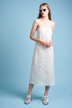 Embroidered silk and cotton blend dress