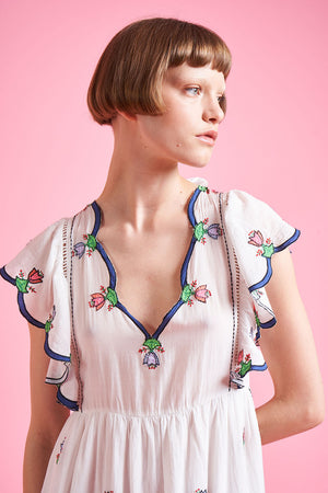 Embroidered cotton muslin dress