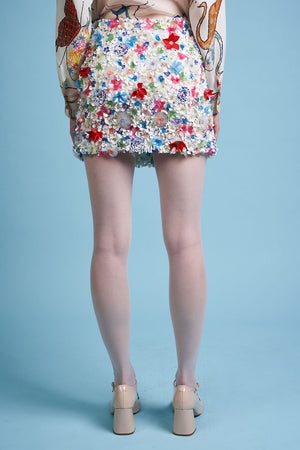 3D hand embroidered flower skirt