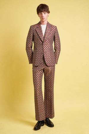 Suit jacket in all-over floral jacquard woven in France