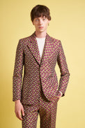 Suit jacket in all-over floral jacquard woven in France