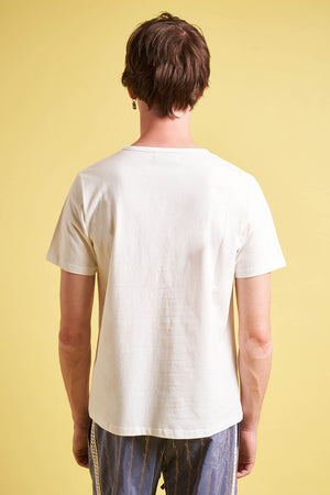 T-shirt en jersey de coton brodé dos 2 - Ecru