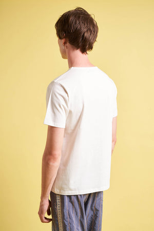 T-shirt en jersey de coton brodé dos - Ecru