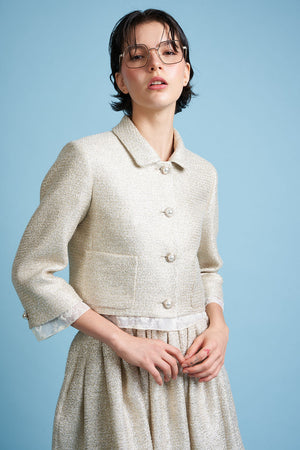 Short, fitted jacket in lurex tweed