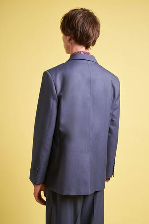 Veste coupe boxy à boutonnage simple profil - Bleu