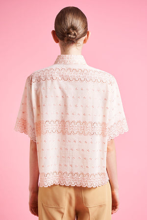 Wide cut cotton muslin blouse