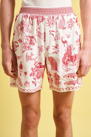 Shorts with American embroidery inspirations