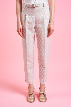 Pantalon en jacquard floral all over