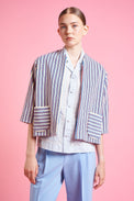Striped terrycloth overcoat