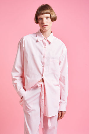 Chemise ample à la coupe oversize portrait - rose