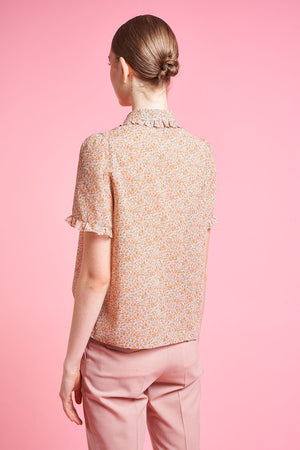 Printed short-sleeved blouse