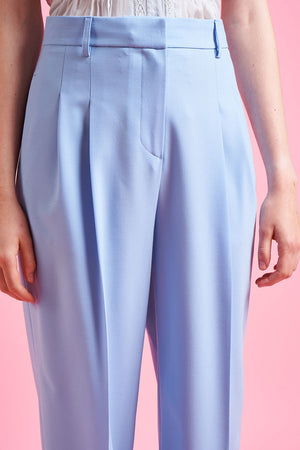 Pantalon ample en laine tropicale d'Italie zoom - Bleu