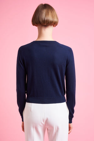 Short fitted cashmere and silk cardigan