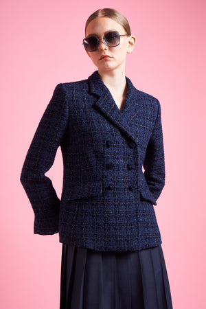 Veste cintrée en tweed lurex profil - Bleu