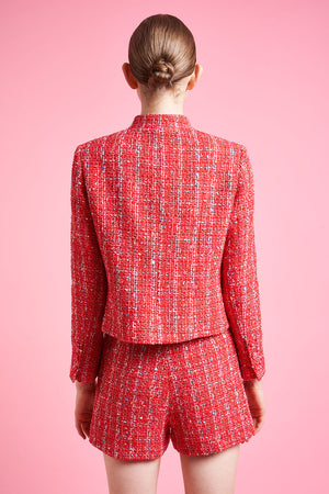 Short, close-fitting jacket in lurex tweed