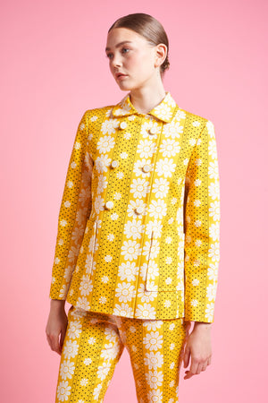 Slightly trapeze cut floral pattern jacket