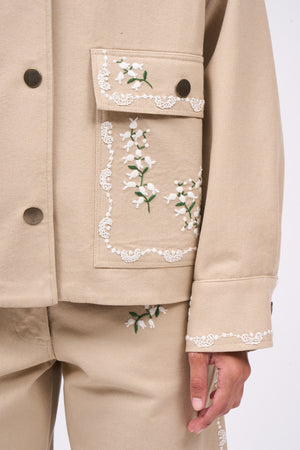 Hand embroidered loose fit jacket