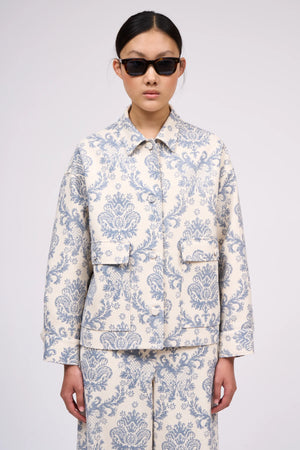 Veste en canvas de coton imprimé floral