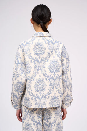 Floral print cotton canvas jacket