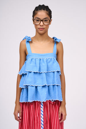 Top with straps and ruffles