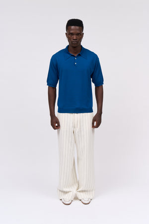 Striped cotton and linen pants