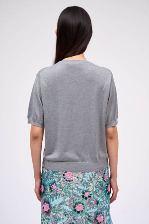 Silk and cashmere short sleeve sweater