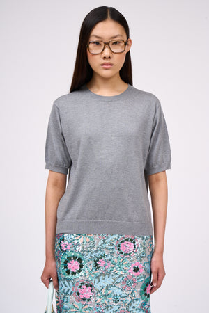 Silk and cashmere short sleeve sweater