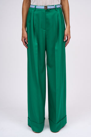 Wide-leg trousers with a large cuff