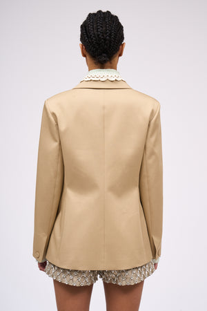 Cotton gabardine jacket with tailored collar