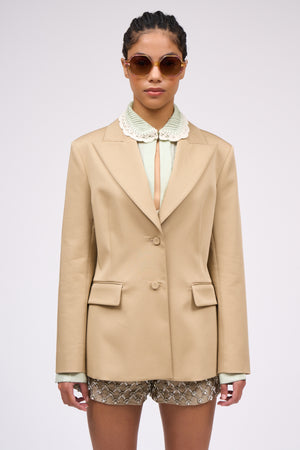 Veste en gabardine de coton col tailleur