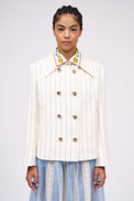 Striped cotton and linen drill jacket