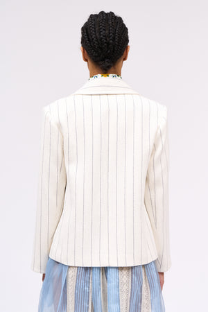 Striped cotton and linen drill jacket