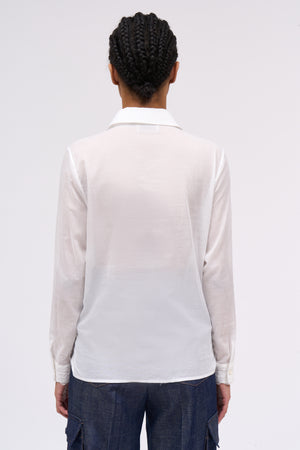 Cotton voile shirt with Calais lace