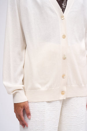 Fine knit silk and cashmere cardigan