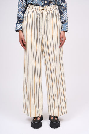 Washed cotton wide leg pants