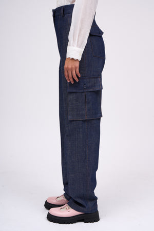 Stretch cotton gabardine cargo pants