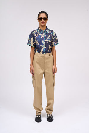 Stretch cotton gabardine cargo pants