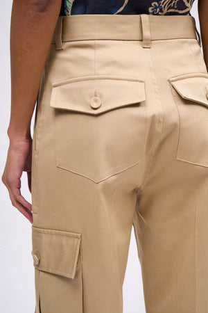 Stretch cotton gabardine cargo pants