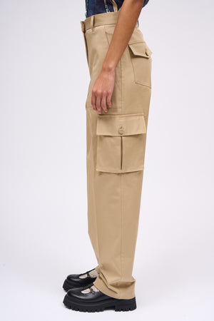 Stretch cotton gabardine cargo pants