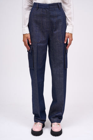 Pantalon style cargo en denim brut