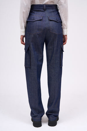 Raw denim cargo pants